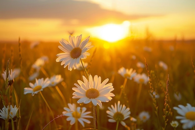 Flower Meadow at Sunset generated by AI