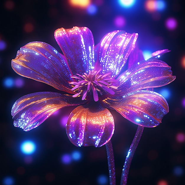 Photo flower neon glitter stardust