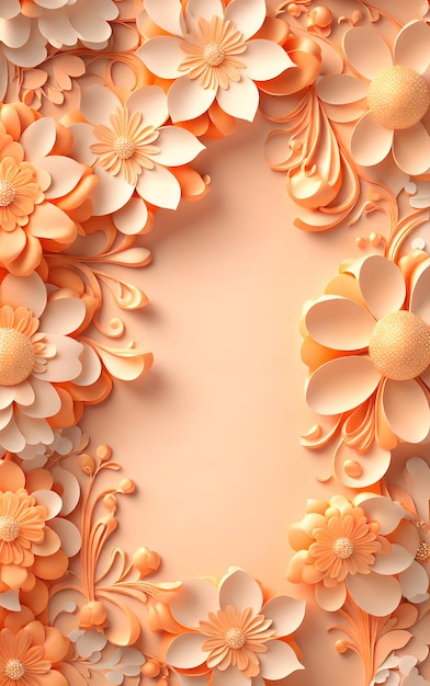 オレンジの花 背景の影 3D 装飾 ウェディング ポートレート 壁紙