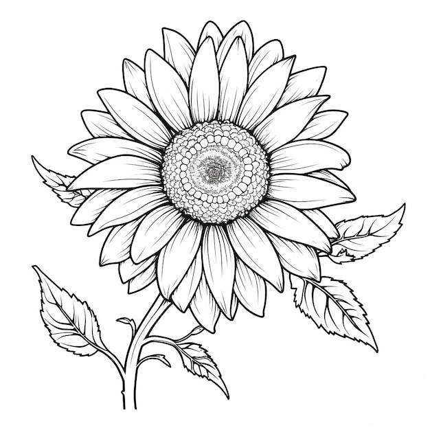 flower pencil art coloring page