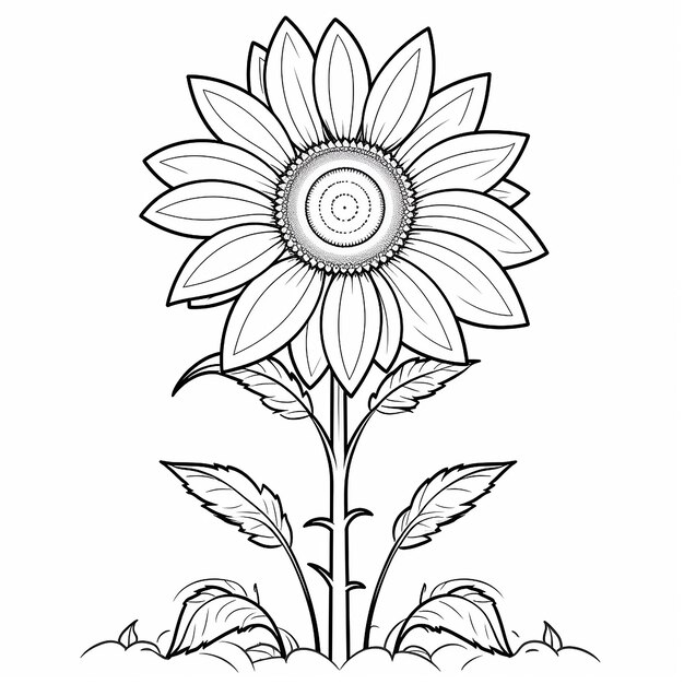 flower pencil art coloring page