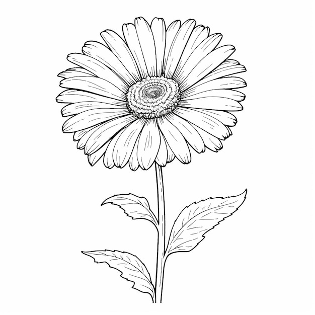 flower pencil art coloring page