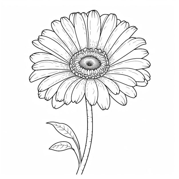 flower pencil art coloring page