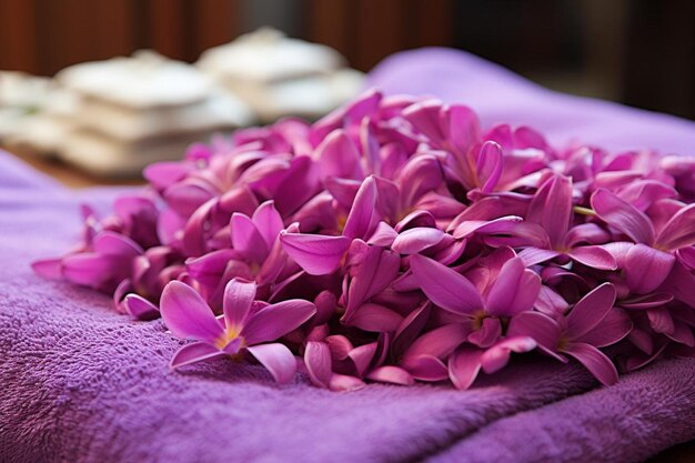 Flower petals and towels