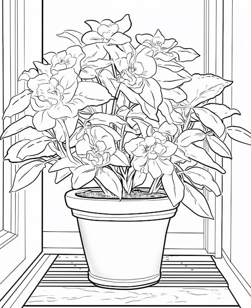 A flower poet coloring page line art for kids