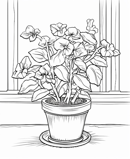 A flower poet coloring page line art for kids