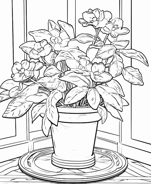 A flower poet coloring page line art for kids