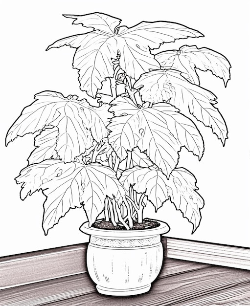 Photo a flower poet coloring page line art for kids