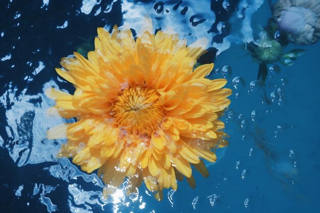 Foto un fiore in una pozza d'acqua