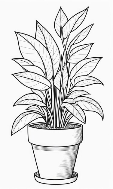 Photo flower pot coloring page art for kids