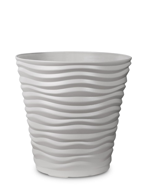 flower pot made of white ceramic or plastic, isolated on a white background