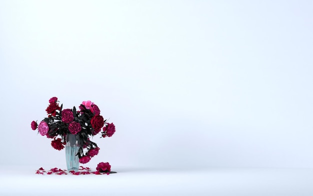 Flower pot on white empty room background