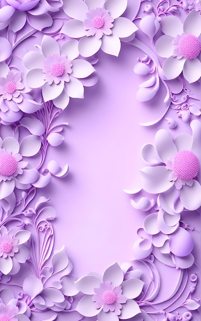 紫の花 背景の影 3D 装飾 ウェディング ポートレート 壁紙