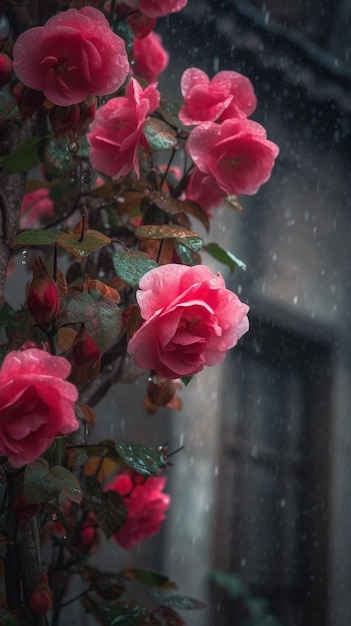 A flower in the rain