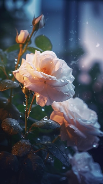 A flower in the rain