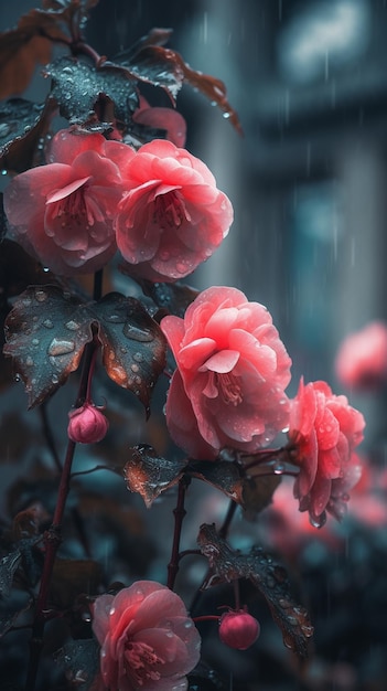 A flower in the rain