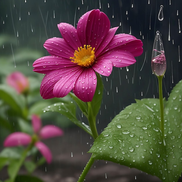 Flower in the rain