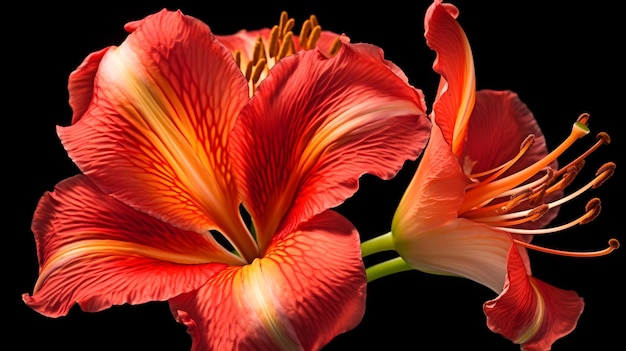 Flower of red Hibiscus rosasinensis or shoeblack plant isolated on black background