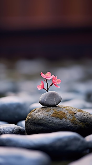 A flower on a rock