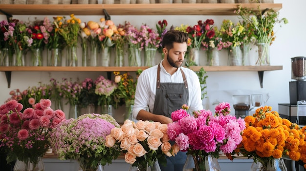 Flower salon and male seller