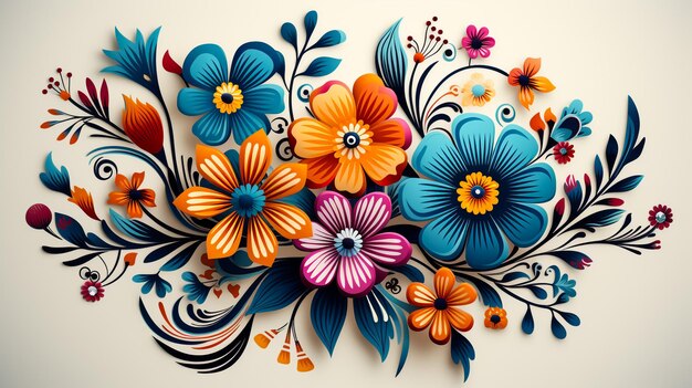 Flower seamless horizontal border textile print