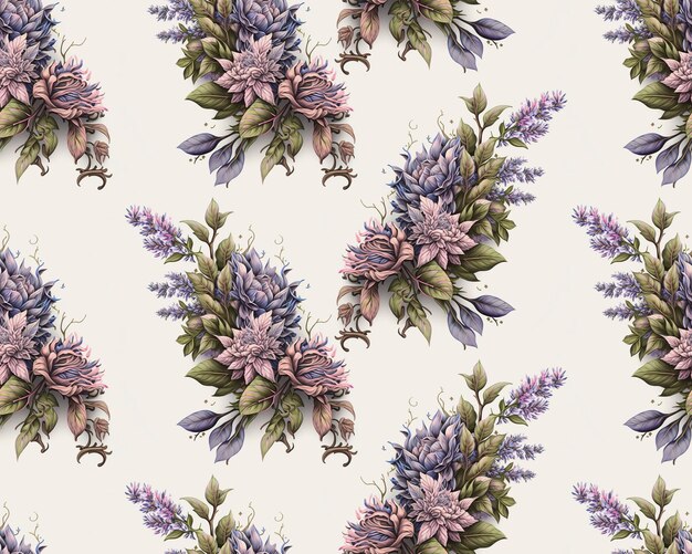 Flower seamless pattern of classic floral design Luxury blossom wallpaper Generative AI