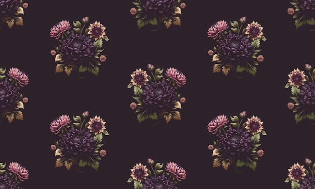 Flower seamless pattern classic style Vintage floral background paint texture Generative AI