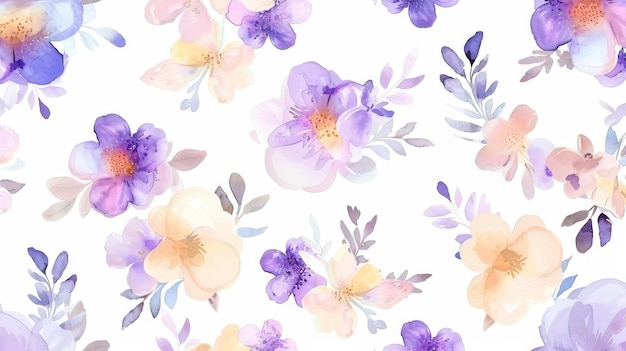 Flower seamless watercolor pattern