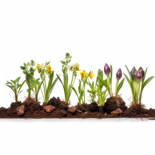 Flower Seedlings Gift Set isolated on white background Generative AI