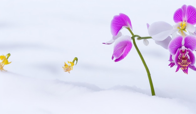 A flower in the snow is being released by the photographer