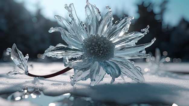 A flower in the snow