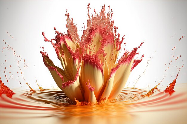 Photo flower in splashing water floral freshness concept with water drops for cosmetic moisture and selfcare packaging generated ai