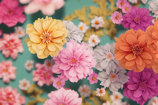 Цветочный весенний векторный фон садовый бордюр цветочный баннер лето 3d рендеринг Raster illustratio