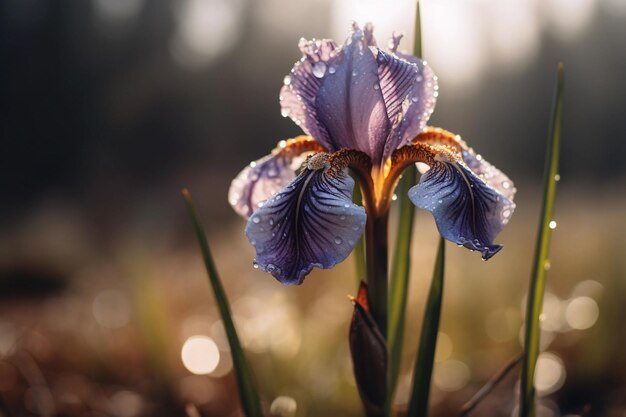 A flower in the sunlight with the sun shining on it.