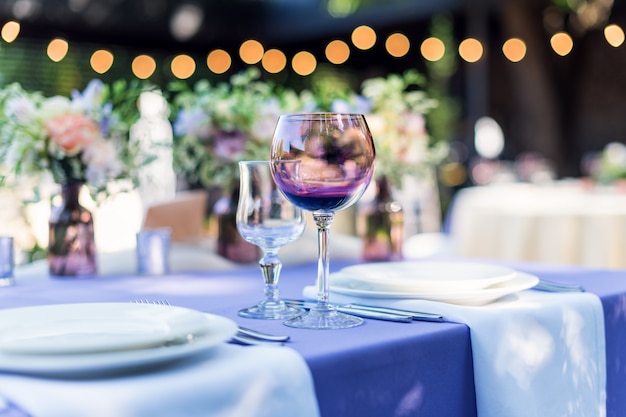 Flower table decorations for holidays and wedding dinner.