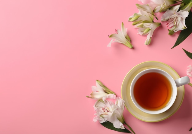 Flower tea with colored background