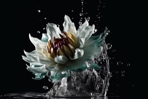 水に落とされる花