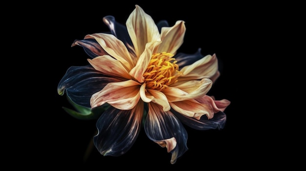 A flower that is on a black background