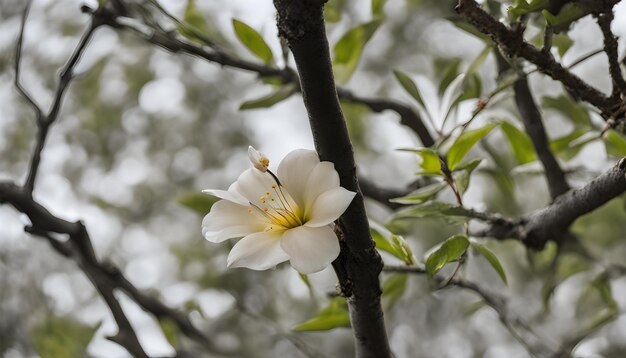 Photo a flower that is blooming in the forest