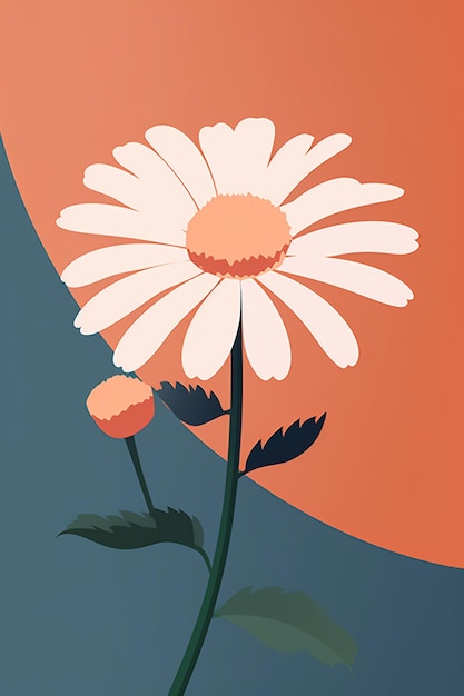 A flower that is on a blue and orange background