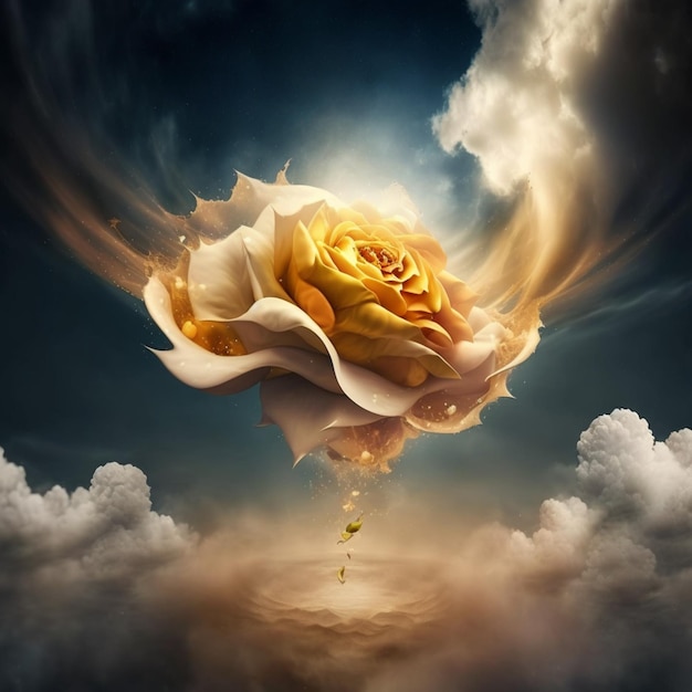 A flower that is on a cloud