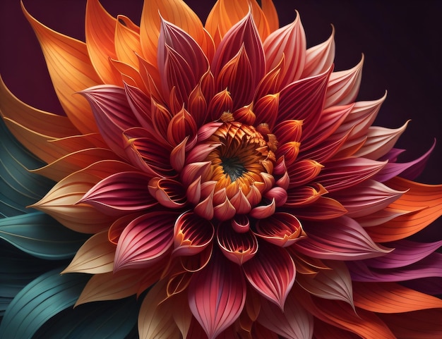 A flower that is colored with pink, orange, and yellow.