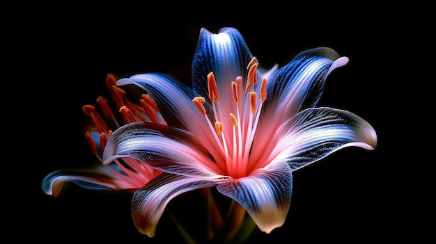 A flower that is red and blue