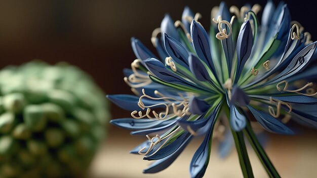 A flower that is in a vase with a green background.