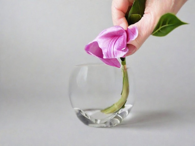 flower in a transparent water glass