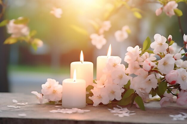 FLOWER TREE WITH BURNING CANDLE SPA