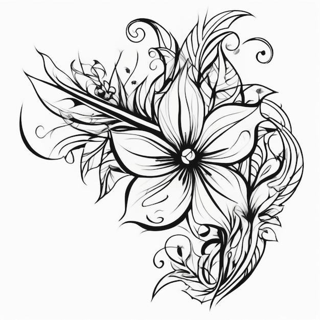 Premium AI Image | Flower Tribal Tattoo