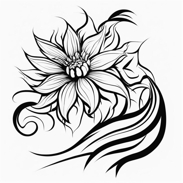 Photo flower tribal tattoo