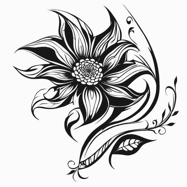 Photo flower tribal tattoo