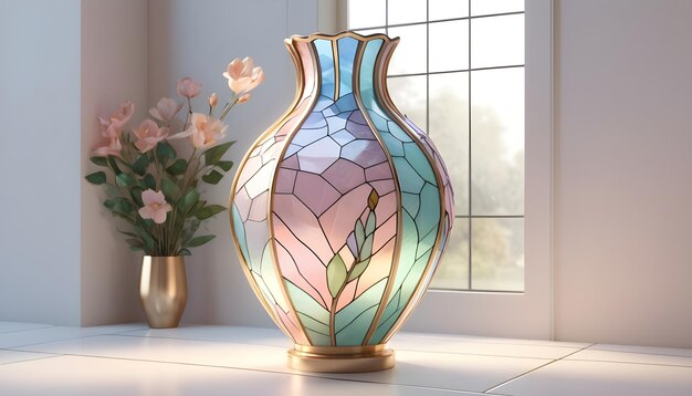 Photo flower vase stained glass